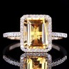 Kuyiuif 14K Gold Plated Emerald Cut 4ct Yellow Cubic Zirconia