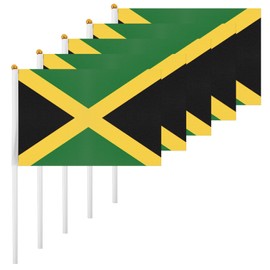 ASUNO 20 Stück Flagge Mini Hand Hold Fahne 14 × 21 CM Mini Jamaika Jamaikanisch Stockfahne Polyester für Fußballclub Party Dekorationen Internationale Festveranstaltungen drinnen und draußen