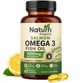 Naturfi Organic Salmon Omega 3 Fish Oil Capsules | 1 Month Supply | Salmon Fish Oil Omega 3 Capsule 1000mg for Men & Women - Fish Oil with EPA and DHA - 60 Softgel Capsules (60 Count (Pack of 1))