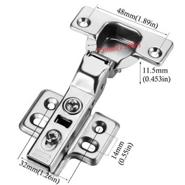 Luokim 4pcs Half Overlay Cabinet Hinge Frameless Concealed Door Hinges European Soft Closing Four-Hole Mounting Plate Hinges Nickel Plated Finish