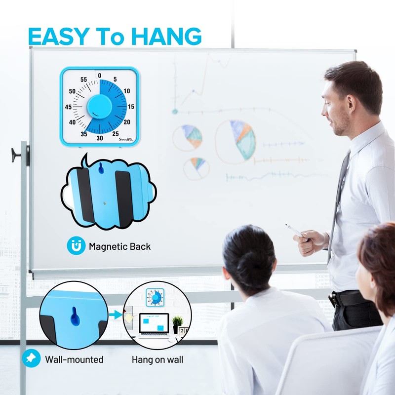 Secura Home 60-Minute Visual Timer, 7.5 Inch Oversize Countdown Timer