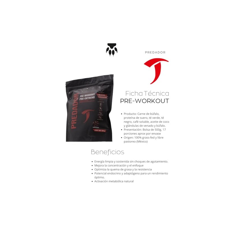 Pre-Workout Predador suplemento de proteínas en malteada para deportistas