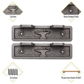 EDUWURXS Cast Iron Alcove Shelving Brackets Pair of 2 Brackets 6" Heavy Duty L Brackets for Shelves Support Wall Hanging Great for Alcoves or Recesses
