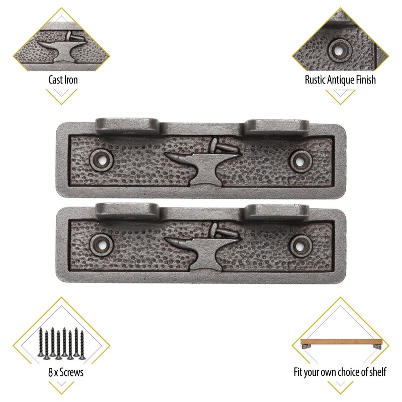 EDUWURXS Cast Iron Alcove Shelving Brackets Pair of 2 Brackets
