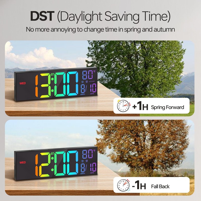 JALL 16.2" Large Digital Wall Clock with Seconds, Bluetooth Sync,