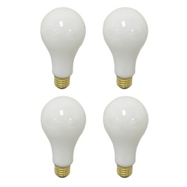 Royal Designs, Inc. 3 Way 100 150 250 Watts Incandescent A19 Light Bulb, E26 Medium Brass Base, Set of 4, LB-1006-4