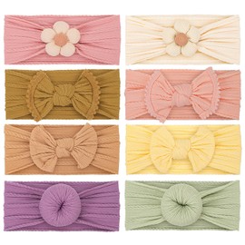 VISBL Baby Girls Headbands with Bows Soft Elastics Head Wrap Hair Accessories for Newborn Infant Toddler Kids