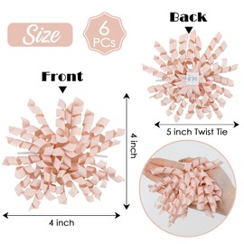 AIMUDI Rose Gold Curly Bows 4" Self Adhesive Pink Gift Bows Curly Ribbon Bows for Gift Wrapping Twist Tie Bows for Treat Bags Gift Basket Baby Shower Wedding Party Decorations - 6 Counts