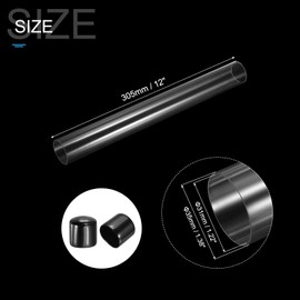 PATIKIL Clear Rigid Tube Round Plastic Tubing with Black Rubber Caps Polycarbonate Water Pipe, 305mm/ 12 Inch Length, 31mmx35mm/1.22"x1.38", 2 Set