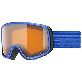 uvex scribble LG - Slightly Contrast-Enhancing Stylish Ski Goggles with Anti-Fog Coating and Large Field of View for Children - Blue/Laser Gold Clear - One Size
