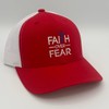 Faith Over Fear Embroidered Trucker Hat:_Red & White