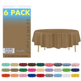 ZIMPLEWARE Premium Gold Plastic Table Cloth Disposable (6 Pack) Round Tablecloth (84in) Party Table Cloths Disposable, Perfect Table Cloth Round Cover for Any Table Up to 6 Feet