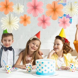 9 Pcs Party Paper Fans Flowers Decorations, for Wall Classroom Wedding Birthday Party Valentine Engagement Baby Showers Decoration(Orange)