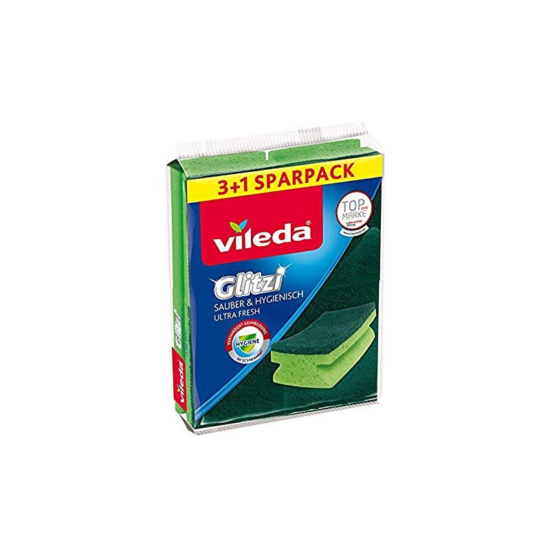 Vileda Glitzi Clean & Hygienic Cleaning Sponge, Pack of 4