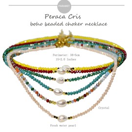 Beaded Necklace for Women Trendy Boho Beaded Choker Necklace Pearl Turquoise Healing Crystal Necklace Dainty Summer Colorful Beads Y2K Neckalces Beach Party Festival Accessory Summer Beach Jewelry Gift