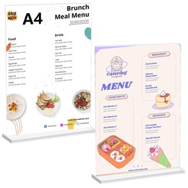 Pack of 2 A4 Stands, Table Stand, Acrylic Stand, Menu Card Holder, Postcard Stand, Menu Holder, Advertising Stand, Transparent Acrylic Table Stand for Office, Restaurants, Menu