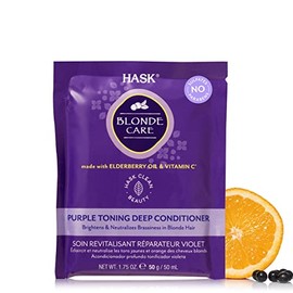 HASK, Acondicionador Tonificador Intensivo, Morado, para Cabello Rubio, Neutraliza los Tonos Amarillentos y Cobrizos, Libre de Sulfatos, Parabenos, Ftalatos y Gluten, 50 ml