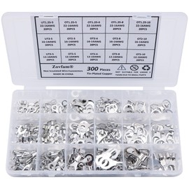 Non Insulated Wire Connectors - Fork Ring Terminal Connectors - AWG22-16 16-14 12-10 Wire Terminal Kit - Electrical Crimp Wire Connectors - Tin-Plated Copper Uninsulated Wire Connectors 300Pcs