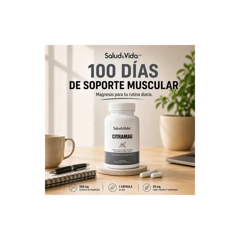 Citrato de Magnesio 100 Cápsulas de 500 mg | Citramag
