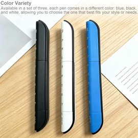 Four in One Multifunctional Creative Ballpoint Pen with Folding Scissors, Art Knife, and Ruler - 3 Pack (Blue, Black, White)