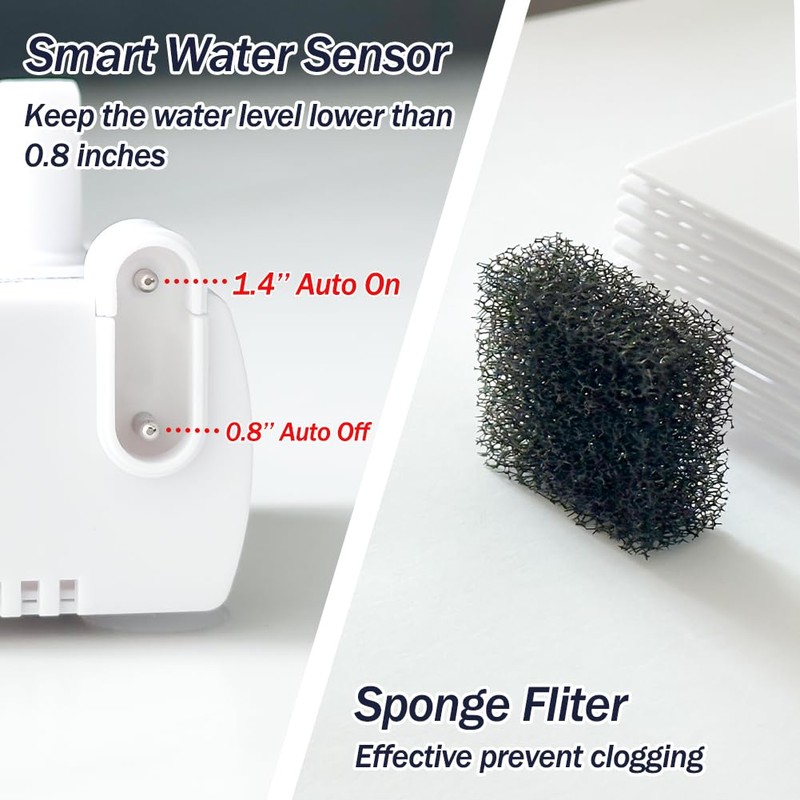 Automatic Small Sump Pump with Water Sensor, 5 FT Lift