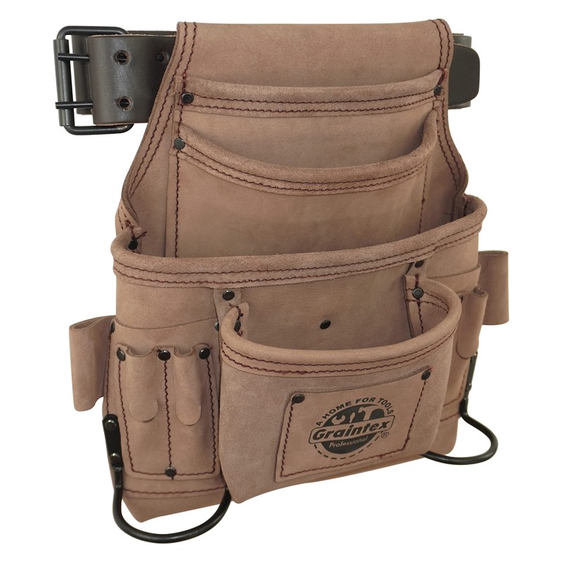 Graintex ST2140 10 Pocket Nail & Tool Pouch Top Grain