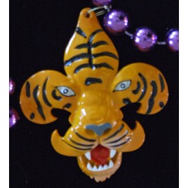Fleur de Lis Tiger Mardi Gras Beads Necklace New Orleans Mardi Gras Spring Break Cajun Carnival Festival