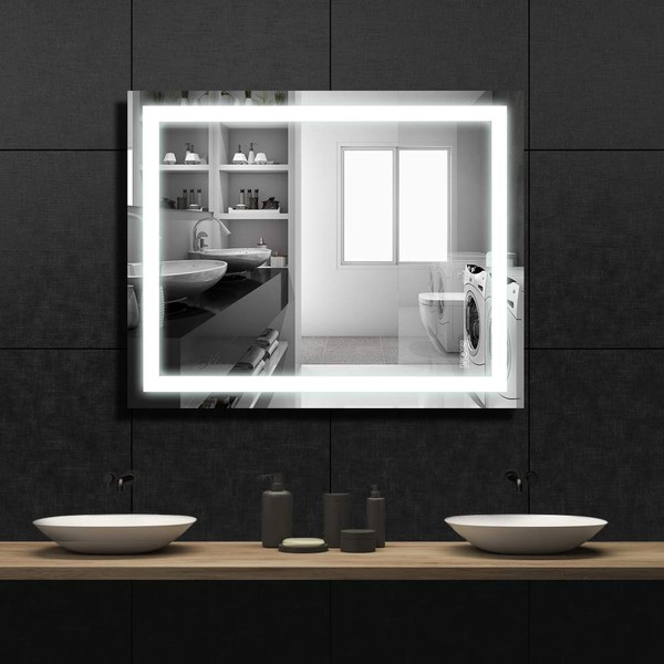 walsport Bathroom Wall-Mounted Vanity Mirror with LED Lights, Smart Touch