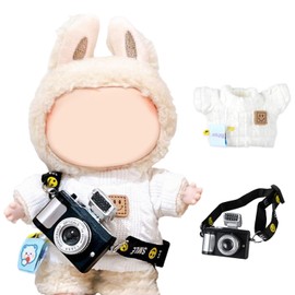 Onperpoe 2PCS Clothes for 17cm Doll, Stylish Outfits for Dolls Includes 1 Sweater and 1 Camera, Dress to Impress Dolls (NO Doll) White