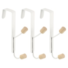 sourcing map Over The Door Hooks,5packs Double Hooks, Wooden Door Hangers Hooks Towel Organizer for Bedroom, Bathroom, Kitchen