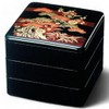 J-kitchens Lacquerware Heavy Box, 3 Tiers, 6 Inches, Black Pine/Plum,