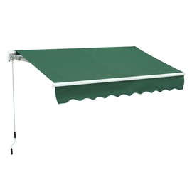 Outsunny 8' x 7' Patio Retractable Awning/Manual Exterior Sun Shade Deck Window Cover, Green