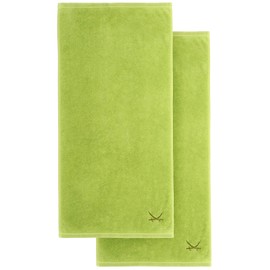 Sansibar Hand Towel Set of 2 50 x 100 cm 100% Cotton with Embroidered Sabre Logo Green