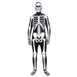 Rubies Adult Skeleton Man Bone Skin Suit Costume, As Shown, X-Large