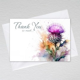Thank You Card Pack with Envelopes/Thankyou Notes A6 Non-folded Thank You so much Postcards Birthday, Wedding, Business Thank You Cards: Scottish Thistle Thank You Cards (Pack of 20 with Envelopes)