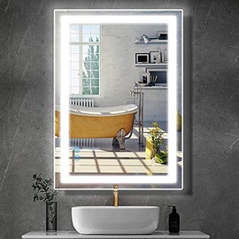 DIDIDADA 32 X 24 Inch LED Lighted Bathroom Mirror with Lights for Bathroom Wall Mounted Lighted Vanity Mirror Vertical Horizontal Dimmable White Anti-Fog Bathroom LED Vanity Makeup Light Mirrors
