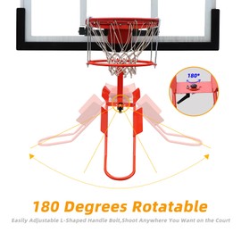 KATOP Basketball Return Attachment for Hoop, Heavy Duty Durable Steel Basketball Return System, 180 Degrees Rotatable Basketball Shot Returner for 18" Rim Indoor and Outdoor 【Product Patents】