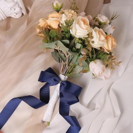 WRAPAHOLIC 1 Inch X 25 Yards Navy Blue Grosgrain Curling Ribbon for Hair Bows, Gift Wrapping, Floral & Crafts