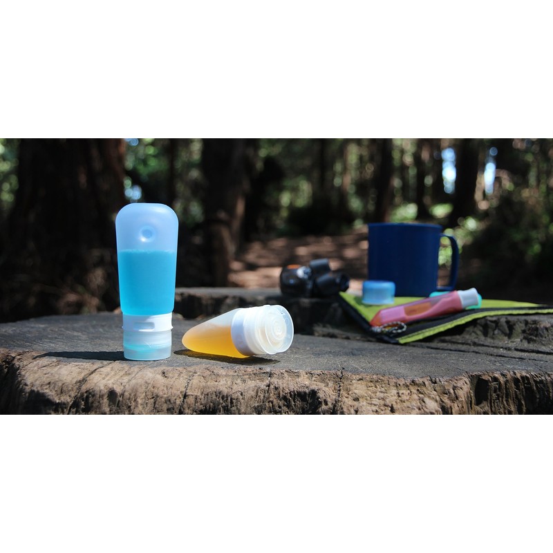 humangear GoToob 3-Pack Travel Bottle, Clear/Red/Orange, Medium (2oz)