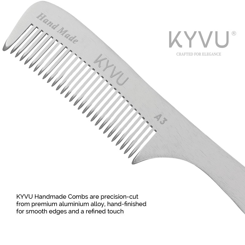 KYVU A3 Handmade 17.8 cm Coarse-Tooth Aluminium Comb with Handle