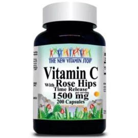 Vitamin C 1500mg with Rosehips Time Release 200 Caps Non GMO/Gluten Free/USA