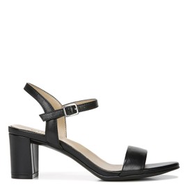 Naturalizer Womens Bristol Ankle Strap Chunky Block Heel Dress Sandal ,Black Smooth ,7.5W