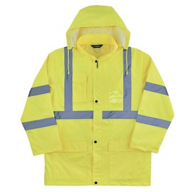 Ergodyne Standard High Visibility Reflective Lightweight Rain Jacket, Lime, Extra Large