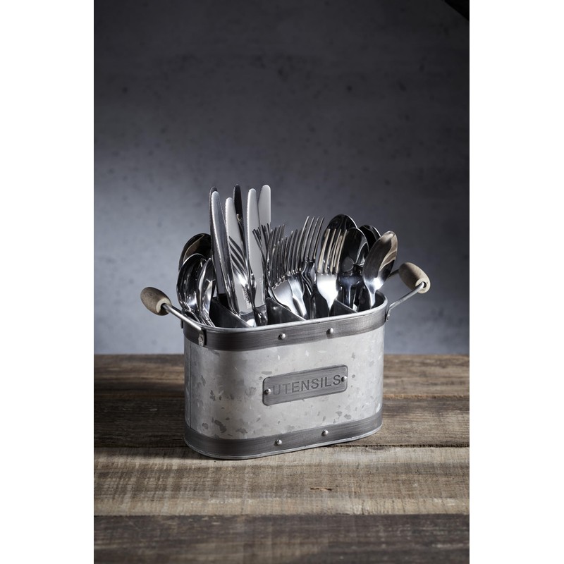 KitchenCraft Utensilienhalter, Stahl, Grau/Braun, 27.5 x 11 x 17 cm
