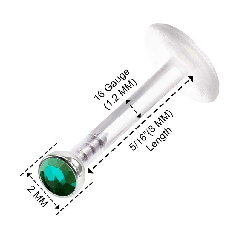 KJM Fashion Bioflex Labret 1.2 mm 16 g Crystal Ball