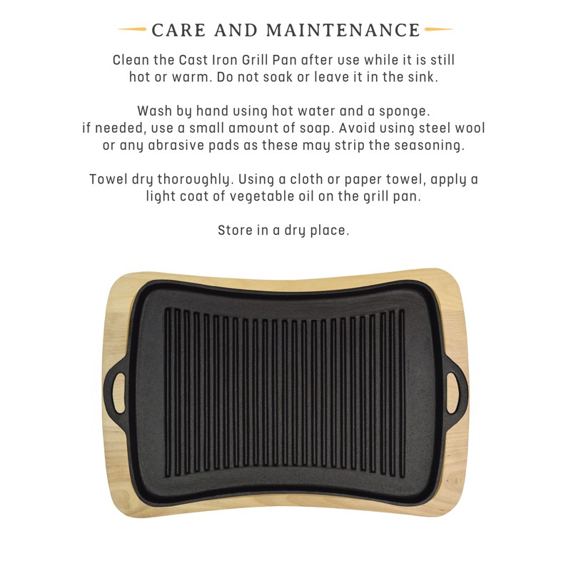 Jim Beam Cast Iron Fajita Pan with Wooden Trivet, Pre-Seasoned