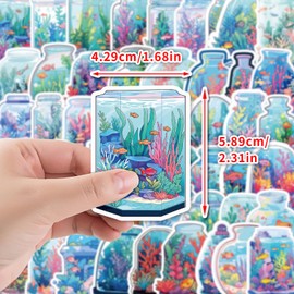 50 Packs Fish Tank Stickers Water Bottles Laptop Phone Motorcycle Computer Guitar Skateboard Hydroflasks Fishbowl Vinyl Sticker Waterproof Aesthetic Trendy Decals for Teens Girls Adults