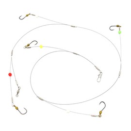 Fishing Hooks with Leader,Deep Drop Rigs,5 Circle Hooks Fishing rig, Stainless Steel Wire Fishing Leaders with Swivel, Snap, Beads, Leader,Hooks