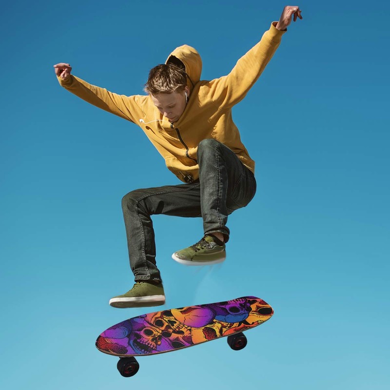 Mnsruu Skull Skateboard Grip Tape Sheet Scooter Deck Sand Paper