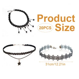 Set of 20 Choker Necklaces, Velvet Choker Necklace, Tattoo Collar for Girls, Women, Teen, Girls, Children, for Women, Girls, Birthday/Party/Wedding